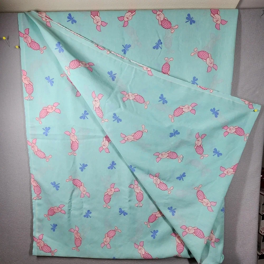 Vintage Disney Piglet Dragonfly Twin Flat Sheet Winnie the Pooh Kids Bedding 90s